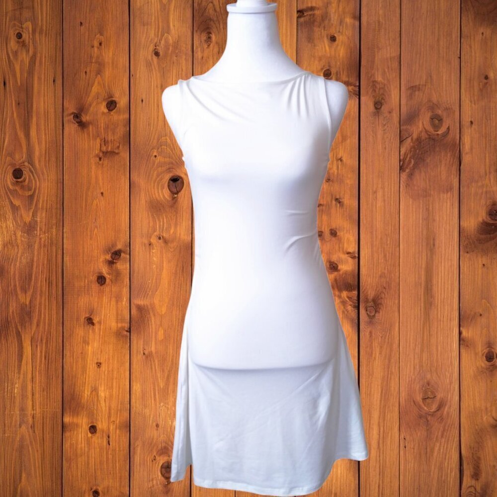 Divided by H&M Size Small White Sleeveless Short Ruched Side Dress Neutral